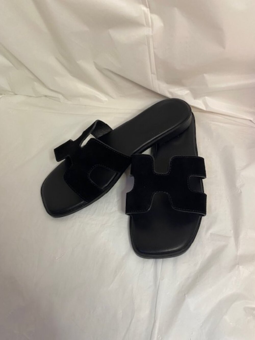 Project Cloud Women's Slip-On Jannel Flat Sandal Black Suede, Women's Size 7.5 - Picture 3 of 8